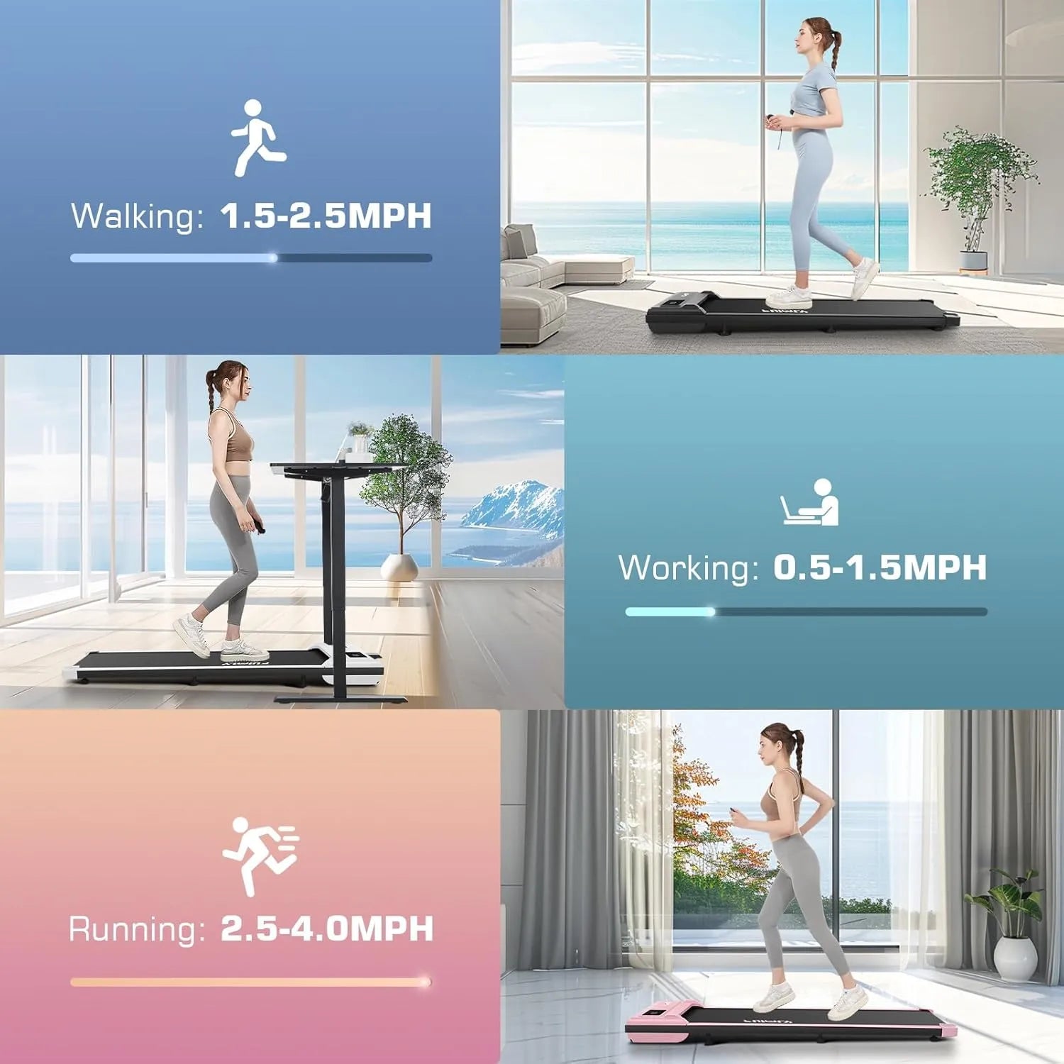 Under Desk Treadmill,3 in 1 Walking Pad Treadmill for Home