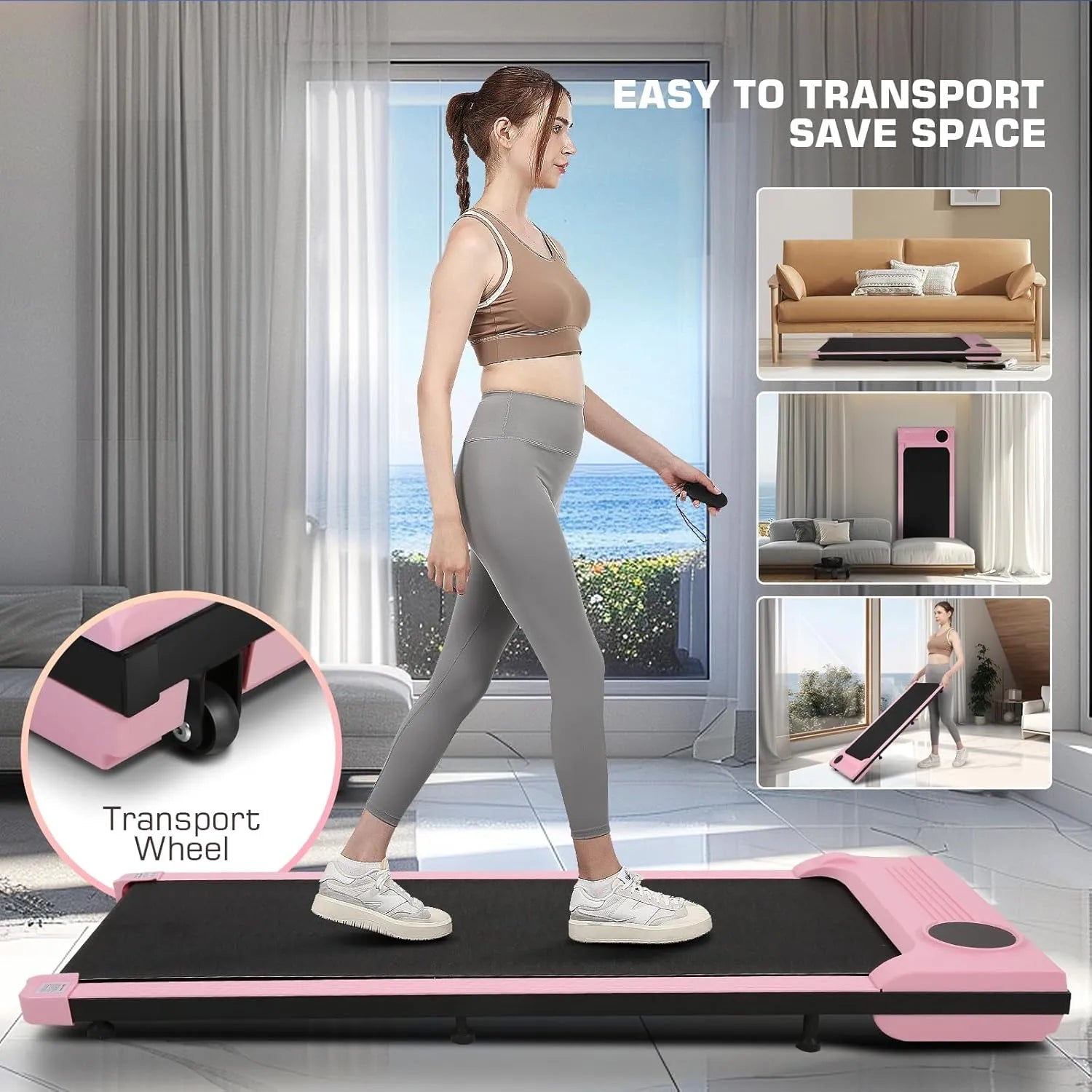 Under Desk Treadmill,3 in 1 Walking Pad Treadmill for Home